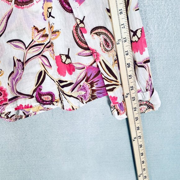 CC Chic Connection Top Womens XL Pink Cotton Floral Button Up Shirt - Picture 11 of 12